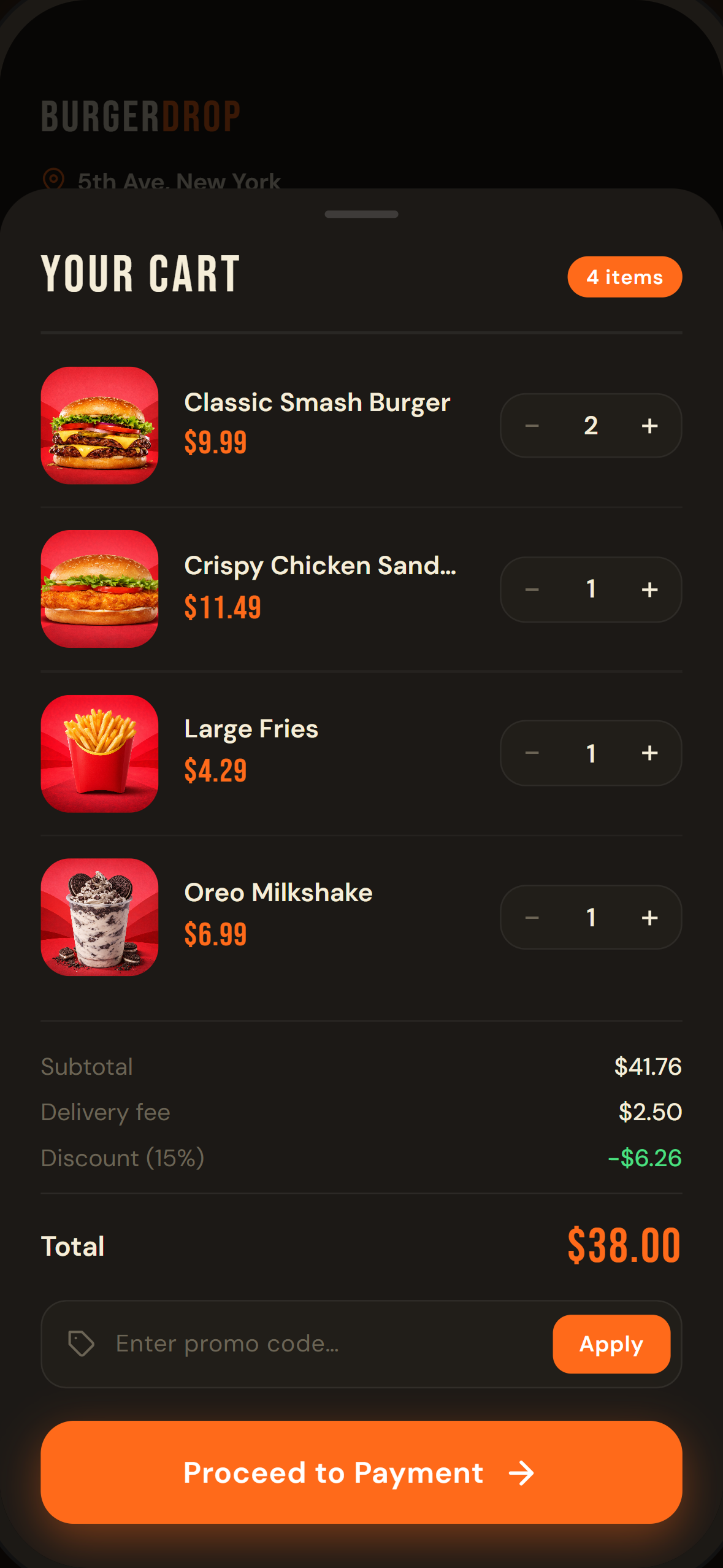 Food app home screen